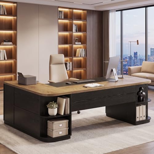 86.6-Inch L-Shaped Executive Desk, view 2