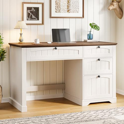Farmhouse 47" Executive Desk with 4 Drawers, Unique White, view 8