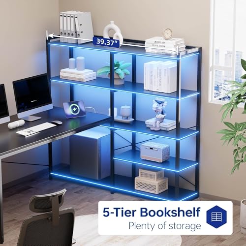 49 Inch L Shaped Gaming Computer Desk with Shelves and Storage, view 5