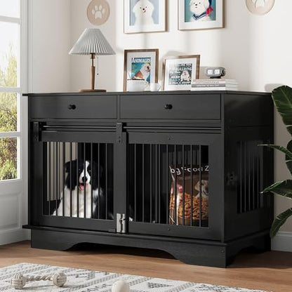 47" Large Dog Crate Furniture, Wooden Dog Kennel End Table, view 2