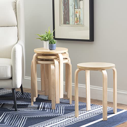 Jenna Natural Round 17" Stacking Stool Set of 4 (1771NAT-04-AS-U)