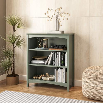 Shaker Style Solid Wood Bookcase - Sage Green Finish - 36" H, view 2