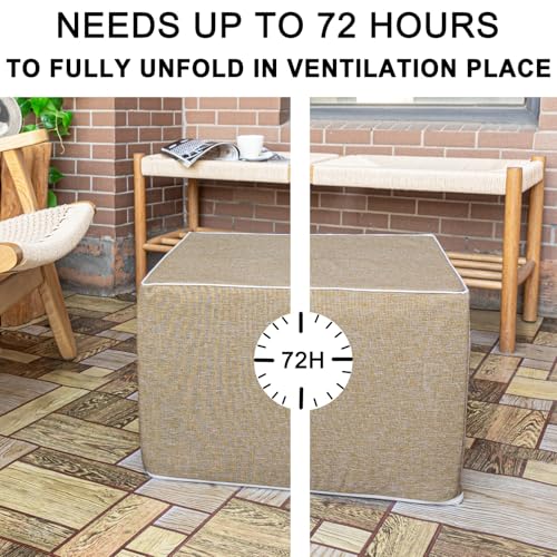Outdoor Ottoman 20x20x14 Inches Outdoor Square Ottomans for Patio Modern Lightweight Foam Stuffed Pouf Outdoor Footstool Footrest (Coffee)