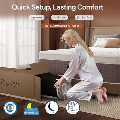 Twin XL Mattress, 12 Inch Hybrid XL Twin Mattress in a Box, Medium Firm, view 7