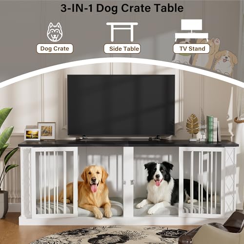 86.6" Double Dog Crate Furniture for 1 or 2 Dogs, view 4