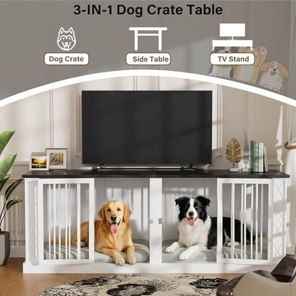 86.6" Double Dog Crate Furniture for 1 or 2 Dogs, view 4
