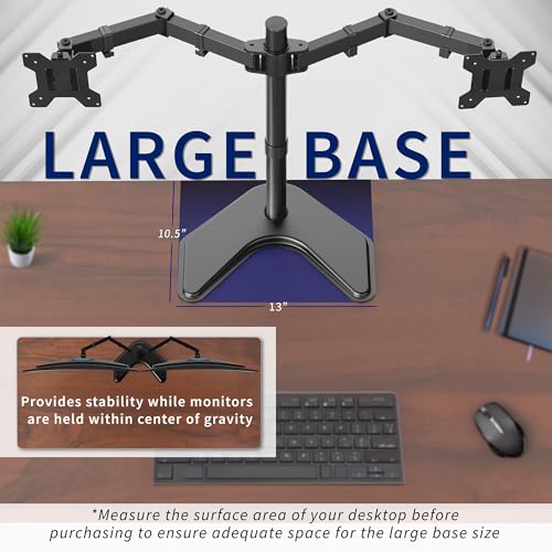 STAND-V002F Dual LED LCD Monitor Free-Standing Desk Stand for 2 Screens, view 6