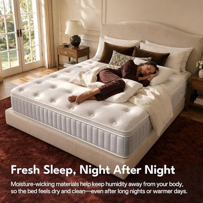 Queen Mattress, 14 Inch Springs Matress, Bed in a Box, Soft and Breathable, Pressure Relief & Motion Isolation, Medium Firm Feel (Queen, 14, 14, Inches)