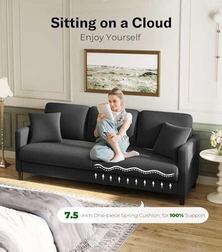 83" Couches for Living Room, Teddy Sofa Couch, Comfy Sofas for Living Room, Tool-Free Setup Loveseat Sofa, All-Wood Love Seat Couches, Small Couch 2 Pillows Included, Grey