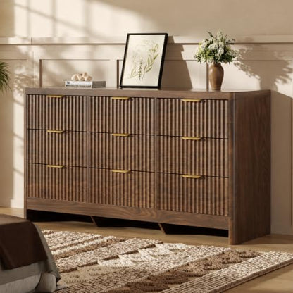 Fluted 9 Drawer Dresser for Bedroom, view 2