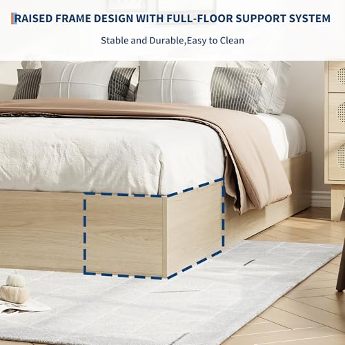 King Bed Frame with 2 Storage Drawers,Wooden Floor Bed Frame, view 7