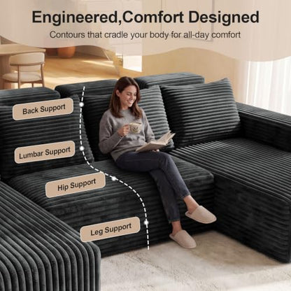 Boneless Couches for Living Room 113" - Modular Sectional Oversized Sofa, view 7