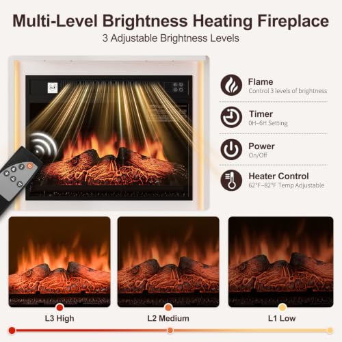 Electric Fireplace TV Stand with Mantel - 72" LED Fire Place, view 5