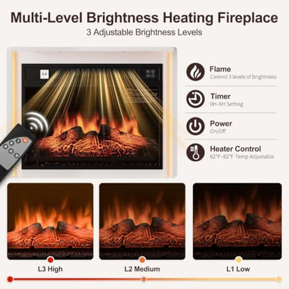 Electric Fireplace TV Stand with Mantel - 72" LED Fire Place, view 5