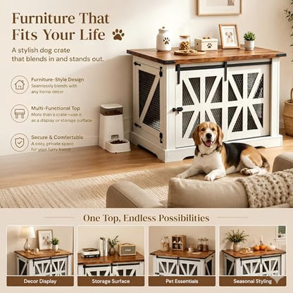 40" Dog Crate Furniture with Sliding Doors for Medium Dogs Up to 45 lbs, view 7