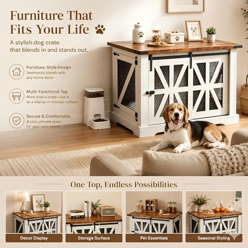40" Farmhouse Dog Crate Furniture for Medium Dogs Up to 45 lb, view 6