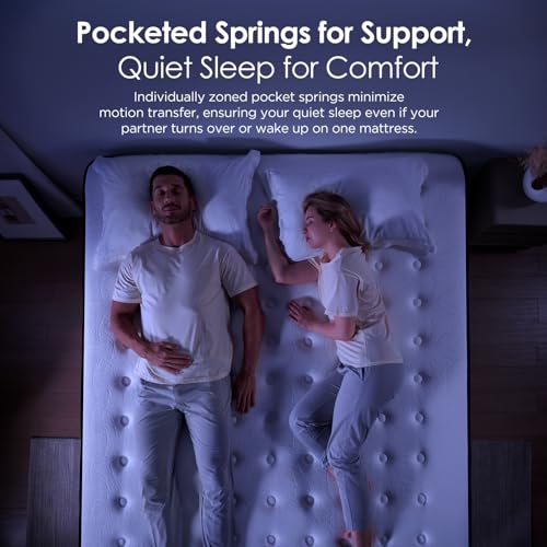 King Mattress 12 Inch, Medium Firm Hybrid Mattress King with Memory Foam & Zoned Pocket Springs for Pressure Relief, Motion Isolation | Fiberglass-Free, CertiPUR-US Certified | 80" x 76"