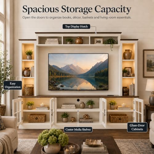 White Farmhouse TV Stand, Entertainment Center, view 7