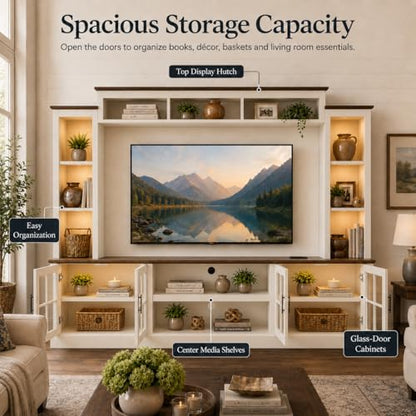 White Farmhouse TV Stand, Entertainment Center, view 7