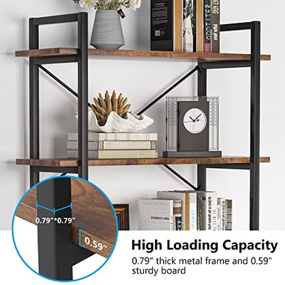 Tribesigns 5 Tier Bookshelf, Industrial Etagere Bookcase with Heavy-Duty Metal Frame, Rustic Tall Book Shelf Unit for Living Room, Study, Home Office (1, Rustic)