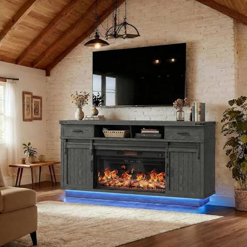 70'' Fireplace TV Stand with 36‘’ Electric Fireplace, view 7