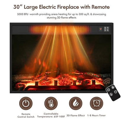 Farmhouse Fireplace TV Stand for Television up to 65+ Inch, Walnut, view 7