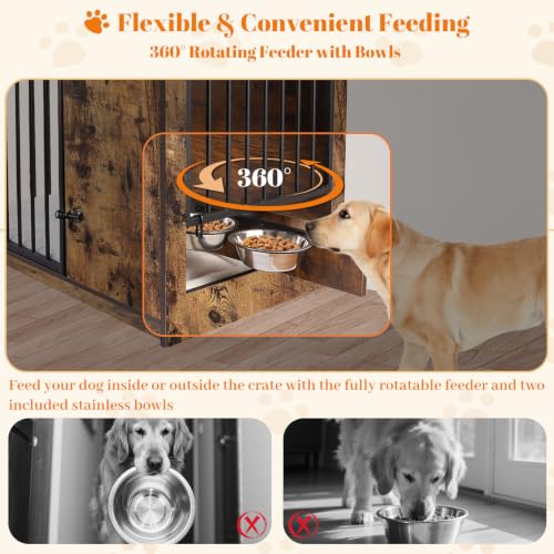 40" Dog Crate Furniture for Large Dogs, Rustic Brown, view 5
