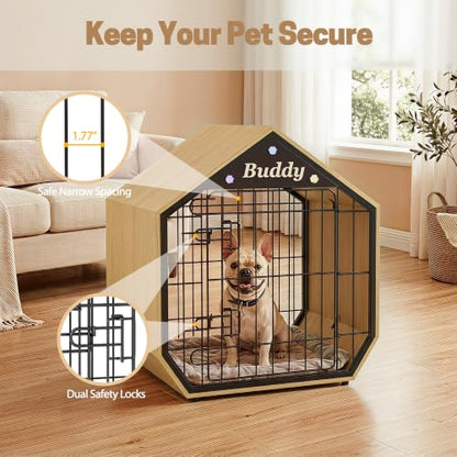 25.5" Furniture Style Crates, Wooden Indoor Kennel for Small Dogs, view 6