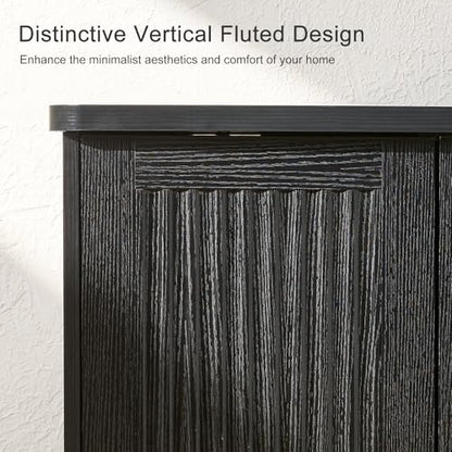 Modern Sideboard Buffet Cabinet with Storage, Black, view 5