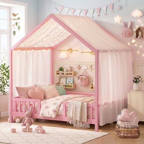 Full Montessori House Bed with High Rails, view 3