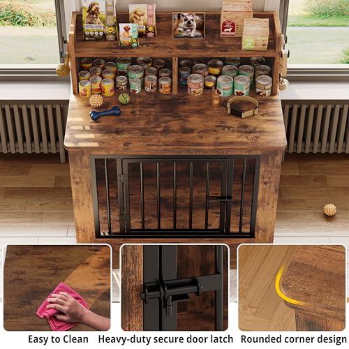 33.4" Small Dog Crate Furniture with Storage Hooks, view 6