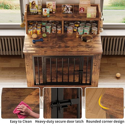 33.4" Small Dog Crate Furniture with Storage Hooks, view 6