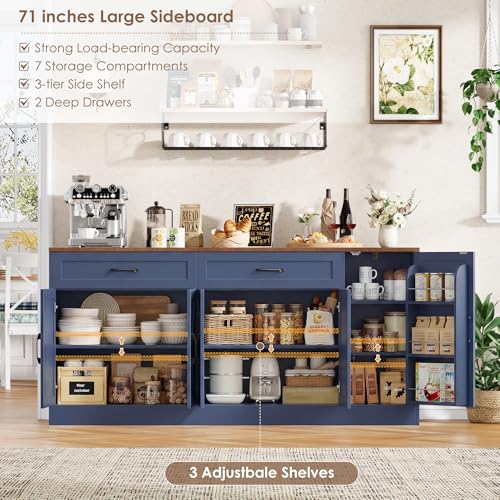 71” Large Sideboard Buffet Cabinet with Storage, view 5