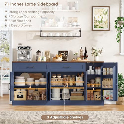 71” Large Sideboard Buffet Cabinet with Storage, view 5