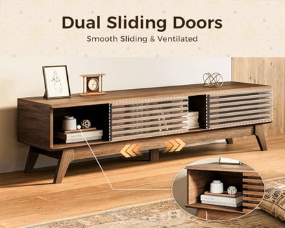 70.8" TV Stand, Media Console for TVs up to 75", Walnut, view 5