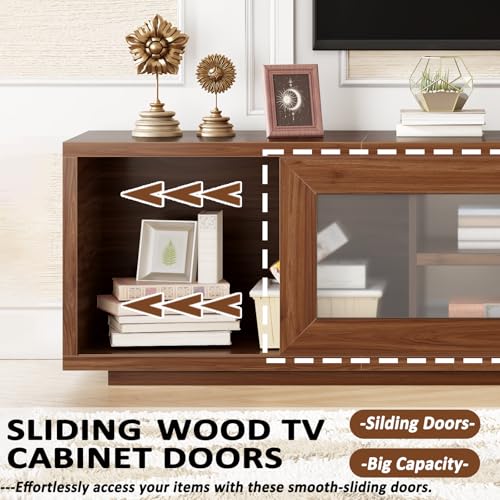 TV Stand for TVs up to 75", TV Cabinet with Storage, Walnut, 70 Inch, view 5