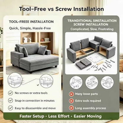 64" Oversized Chaise Lounge Chair Indoor with USB Charging Port & Cup Holder, view 7