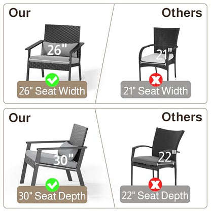 3-Piece Wicker Small Outdoor Patio Furniture Set with Glass Table for Balcony, Porch, and Garden (Gray)