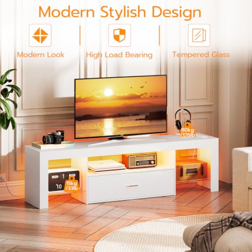 LED TV Stand with Power Outlets to 65 inch TV, view 6