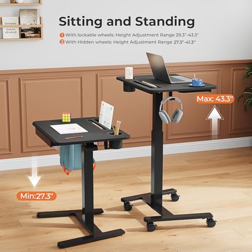 28" Mobile Standing Desk with Drawer, Portable Laptop Desk, view 5