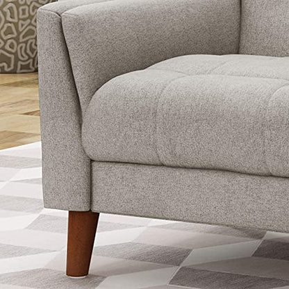 Evelyn Mid Century Modern Fabric Arm Chair, Beige & Walnut (305538