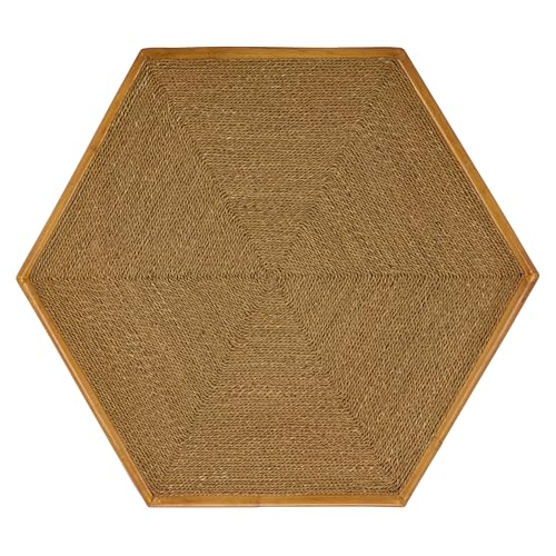 SAFAVIEH Couture Collection – Frederica Rattan & Seagrass Hexagon Coffee Table, Handwoven Natural Fiber Living Room Accent, Fully Assembled (CWK2037A)