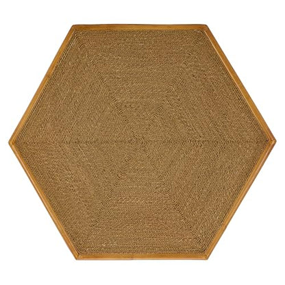 SAFAVIEH Couture Collection – Frederica Rattan & Seagrass Hexagon Coffee Table, Handwoven Natural Fiber Living Room Accent, Fully Assembled (CWK2037A)