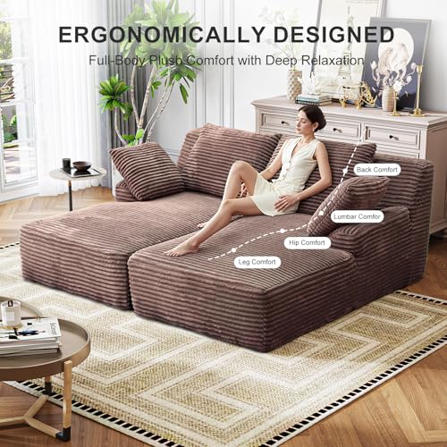 Boneless Sofa Bed in Brown, Cloud Sofas for Living Room, view 7