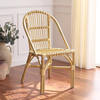 SAFAVIEH Furniture - Oksana Woven Accent Chair - Natural Rattan - Fully Assembled - Ideal for Living Room, Bedroom, Dining Space, 17.7" Seat Height (ACH9904A)