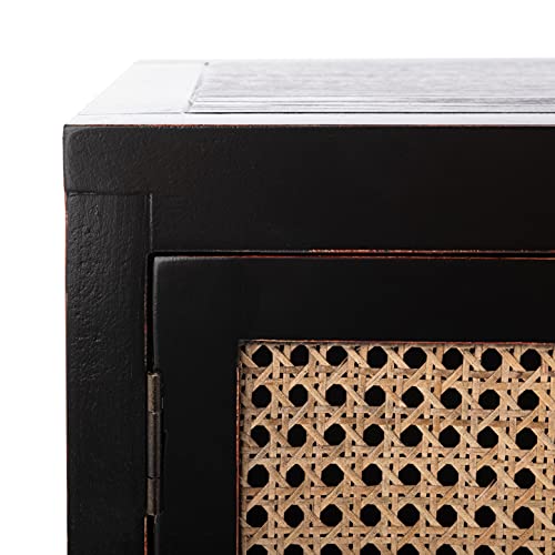 SAFAVIEH Karel TV Stand for up to 55" Flatscreen – Coastal Black & Light Natural, 2 Doors, Fully Assembled Entertainment Media Console (MED2100A)