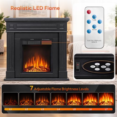 Electric Fireplace with Mantel,Dark Black(43inch), view 5
