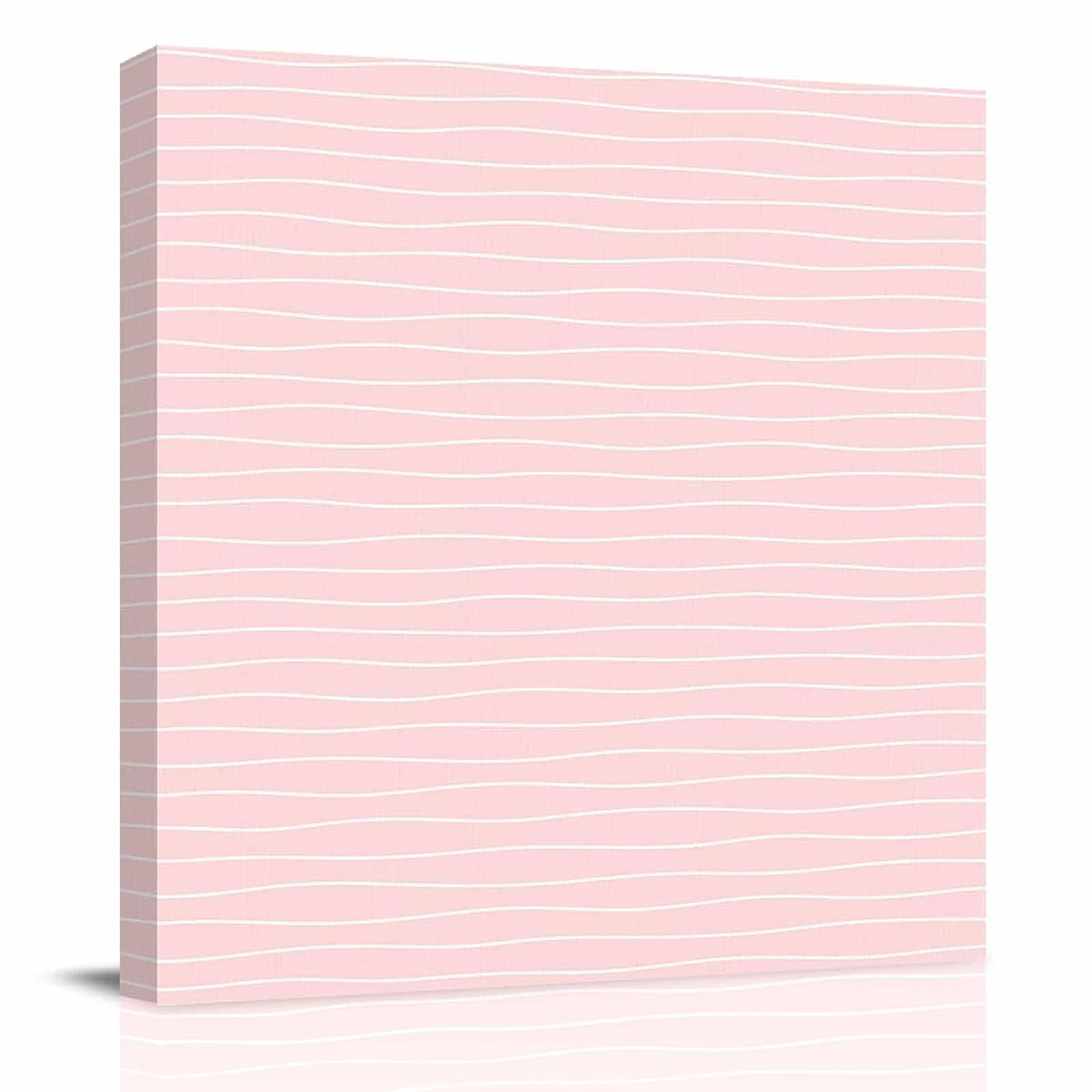 Modern Pink Wavy Stripe Canvas Print Wall, Abstract Trend Rippling Water Lines Framed Canvas Art Wall Decor Pictures Painting Artwork for Living Room Bedroom, Ready to Hang, 28" x 28"