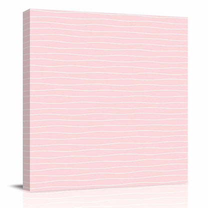 Modern Pink Wavy Stripe Canvas Print Wall, Abstract Trend Rippling Water Lines Framed Canvas Art Wall Decor Pictures Painting Artwork for Living Room Bedroom, Ready to Hang, 28" x 28"