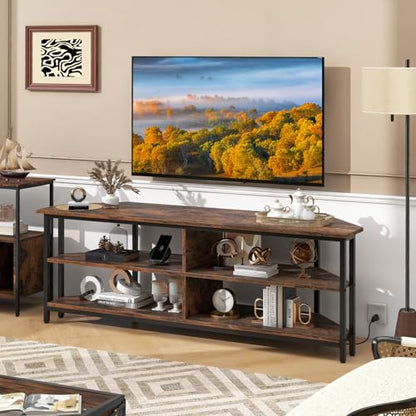 Corner TV Stand for TVs up to 65”, TV Console Table w/AC Outlets, USB A Ports, view 3